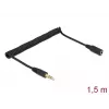 Extensão de cabo espiral DeLOCK 86768 ficha de 3,5 mm macho para fêmea 1,5 m preto