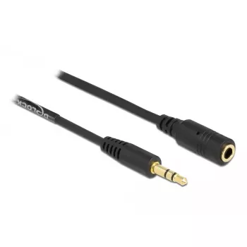Extensão de cabo espiral DeLOCK 86768 ficha de 3,5 mm macho para fêmea 1,5 m preto