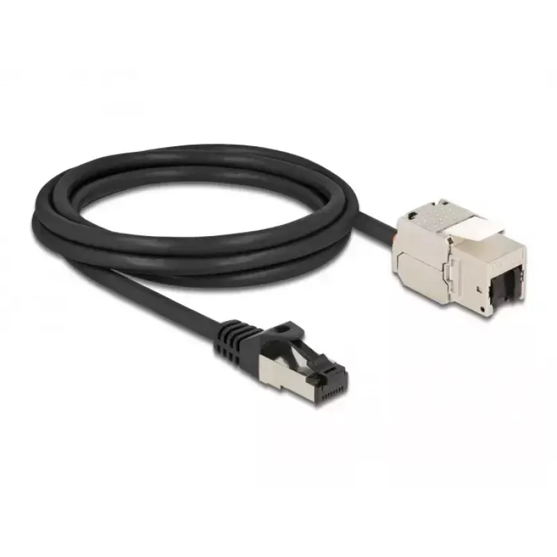 Cabo ficha RJ45 macho para módulo Keystone conector RJ45 fêmea DeLOCK 87028