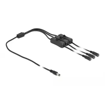 Cabo DC DeLOCK 86795 ficha de 5,5 x 2,1 mm macho para 3 x fêmea com interruptor 1 m