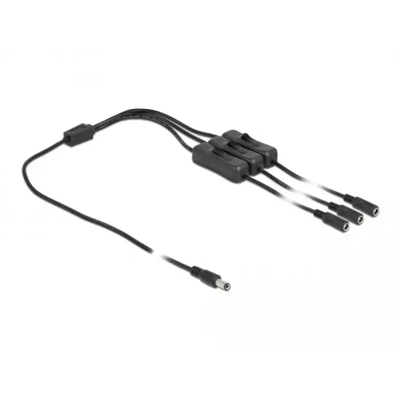 Cabo DC DeLOCK 86795 ficha de 5,5 x 2,1 mm macho para 3 x fêmea com interruptor 1 m