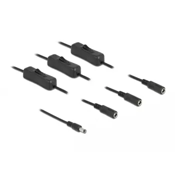 Cabo DC DeLOCK 86795 ficha de 5,5 x 2,1 mm macho para 3 x fêmea com interruptor 1 m