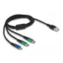 Cabo de carregamento USB DeLOCK 3 em 1 Type-A para Micro-USB / 2 x USB Type-C 1 m