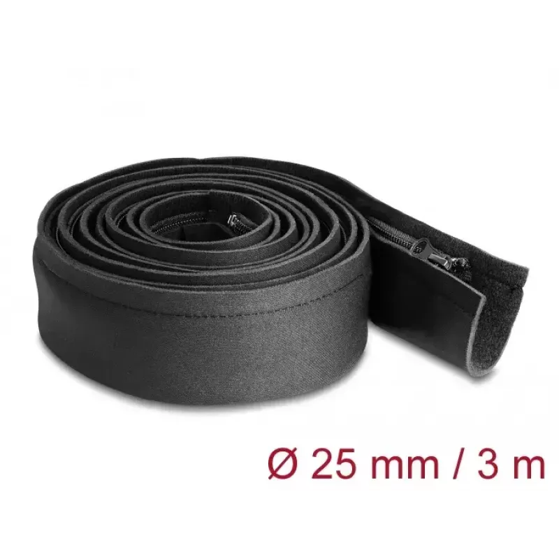 Manga de cabos DeLOCK neoprene flexível com fecho de correr 3 m x 100 mm preto