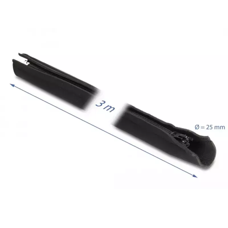 Manga de cabos DeLOCK neoprene flexível com fecho de correr 3 m x 100 mm preto