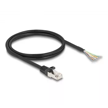 Cabo DeLOCK RJ50 macho para extremidades de fio abertas S/FTP 1 m preto