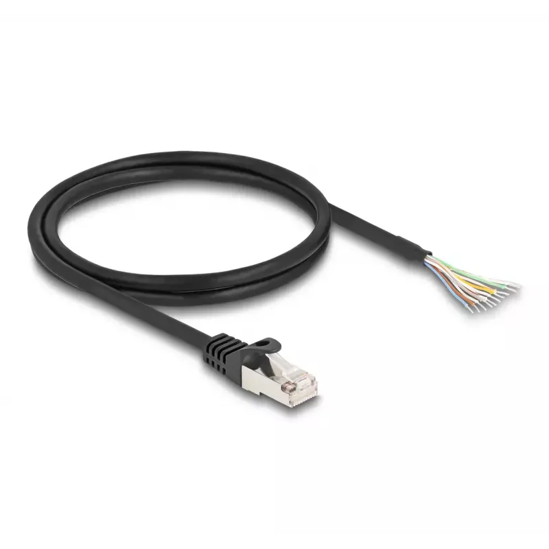 Cabo DeLOCK RJ50 macho para extremidades de fio abertas S/FTP 1 m preto