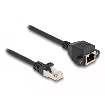 Cabo de extensão DeLOCK RJ50 macho para fêmea S/FTP 0,25 m preto