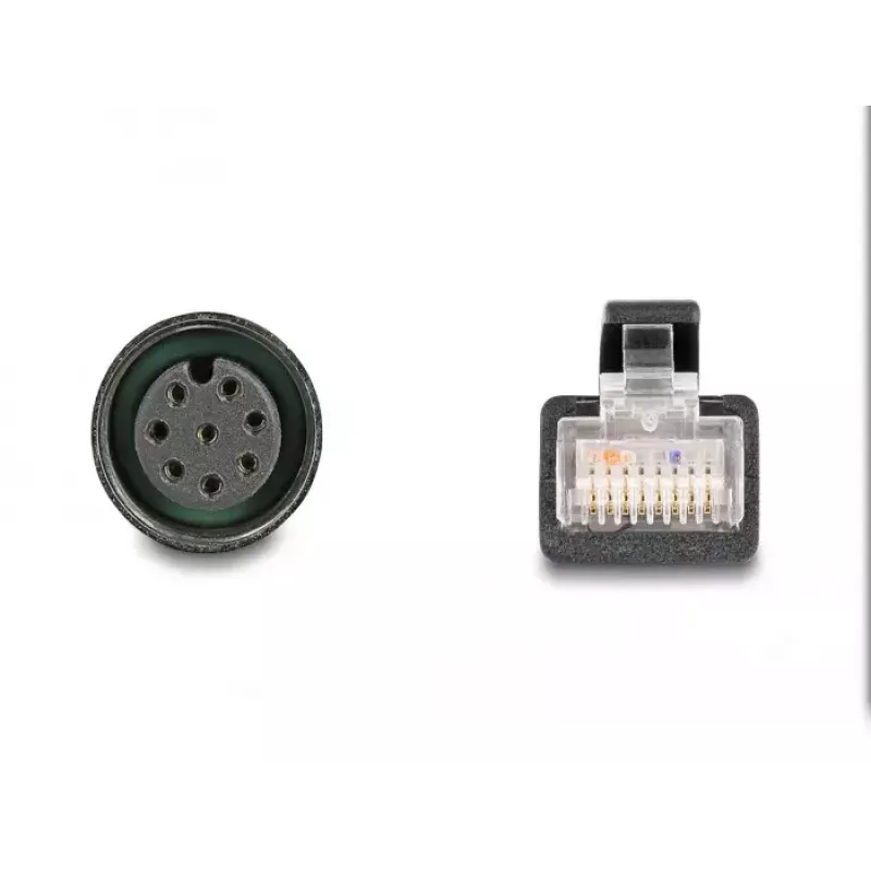 Cabo adaptador DeLOCK M12 codificação A fêmea de 8 pinos para RJ45 macho 50 cm