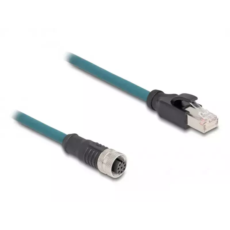 Cabo adaptador DeLOCK M12 codificação A fêmea de 8 pinos para RJ45 macho 50 cm