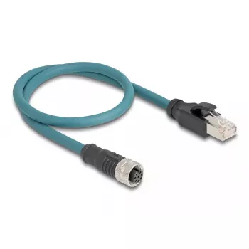 Cabo adaptador DeLOCK M12 codificação A fêmea de 8 pinos para RJ45 macho 50 cm
