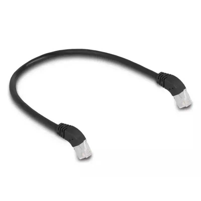 Cabo de rede DeLOCK RJ45 Cat.6A S/FTP 45° angular para baixo 0,5 m preto