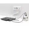 DeLOCK 11497 Cubo de tomadas de 3 vias com cabo de extensão de 1,5 m, carregador USB, proteção para crianças, branco