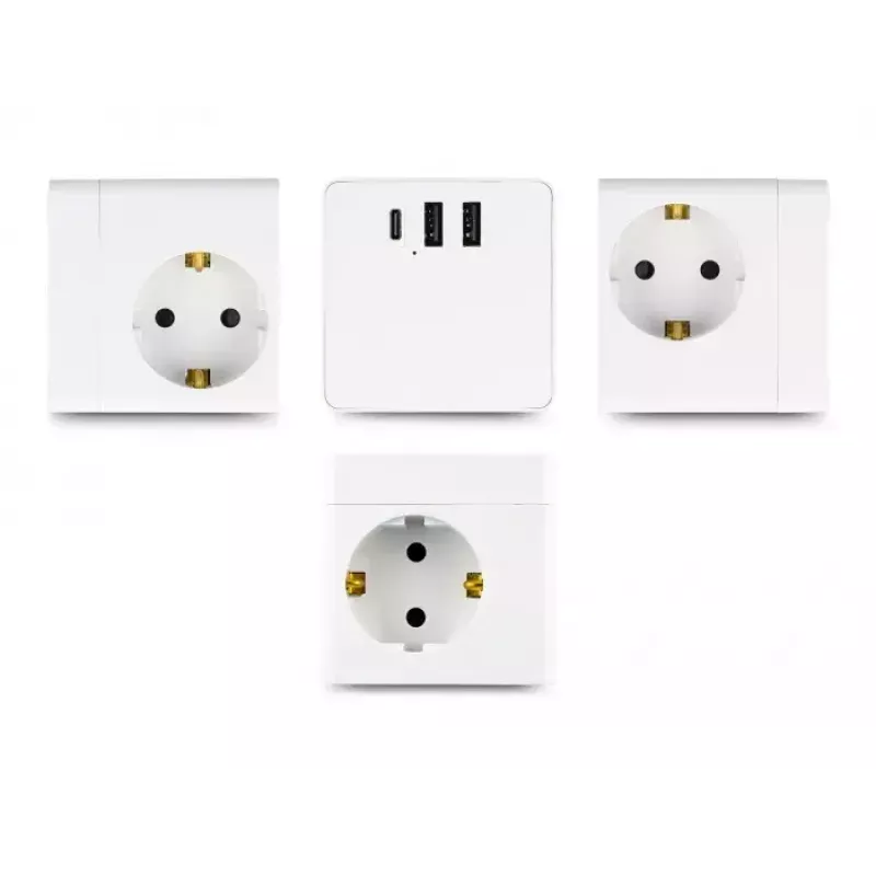 DeLOCK 11497 Cubo de tomadas de 3 vias com cabo de extensão de 1,5 m, carregador USB, proteção para crianças, branco