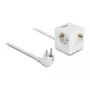 DeLOCK 11497 Cubo de tomadas de 3 vias com cabo de extensão de 1,5 m, carregador USB, proteção para crianças, branco