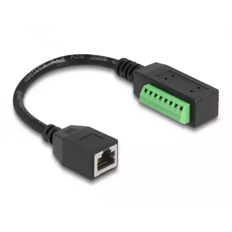 Cabo DeLOCK RJ45 Cat.5e fêmea para adaptador de barra de terminais 21,5 cm