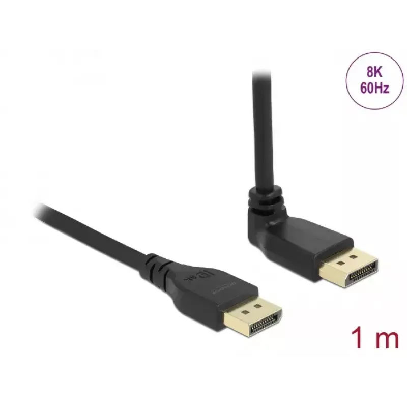 Cabo DELOCK DisplayPort 1 m, DisplayPort para DisplayPort, 5,7 mm de diâmetro, até 32 canais de áudio