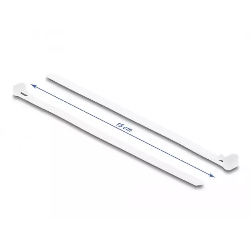 DeLOCK Abraçadeiras reutilizáveis, 150 x 7.2 mm, branco, 100 un.