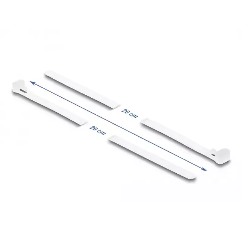 DeLOCK Abraçadeiras reutilizáveis, 200 x 7.2 mm, branco, 100 un.