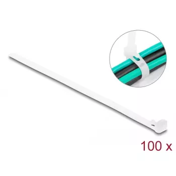 Abraçadeiras de cabos com velcro DeLOCK 18644 reutilizáveis C 200 x L 7,2 mm 100 unid. branco