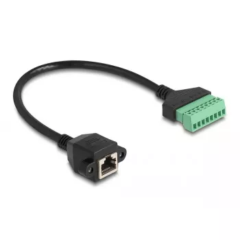 Cabo RJ45 DeLOCK conector fêmea Cat.6 para adaptador de barra de terminais 30 cm