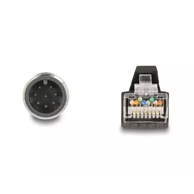Cabo de rede DeLOCK M12 codificado A 8 pinos ficha macho para ficha RJ45 PUR (TPU) 5 m