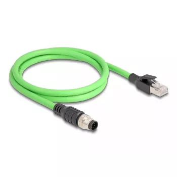 Cabo de rede DeLOCK M12 codificado A 8 pinos ficha macho para ficha RJ45 PUR (TPU) 5 m