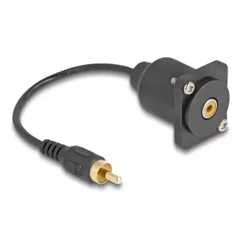 Cabo de áudio DeLOCK 0,2 m RCA preto 88152 ficha macho para ficha fêmea
