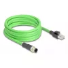 Cabo de rede DeLOCK M12 codificado D 4 pinos ficha macho para ficha RJ45 PUR (TPU) 1 m