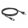 Cabo de rede DeLOCK M12 codificado A 8 pinos ficha macho para ficha RJ45 Cat5e 2 m preto