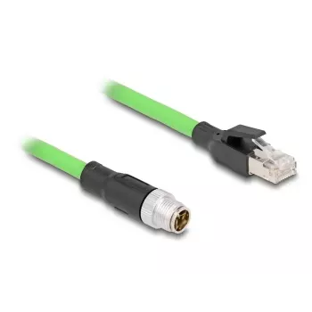Cabo de rede DeLOCK M12 codificado X 8 pinos ficha macho para ficha RJ45 PUR (TPU) 5 m