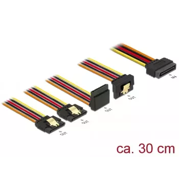 Cabo SATA DeLOCK 60148 0,3 m SATA 15 pinos 4 x SATA 15 pinos bege laranja vermelho amarelo