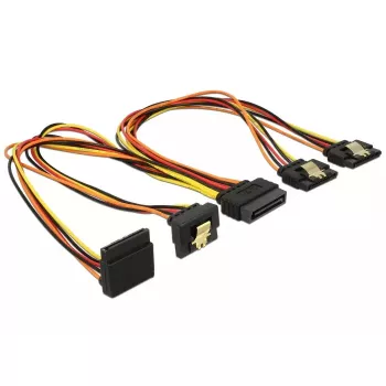 Cabo SATA DeLOCK 60148 0,3 m SATA 15 pinos 4 x SATA 15 pinos bege laranja vermelho amarelo