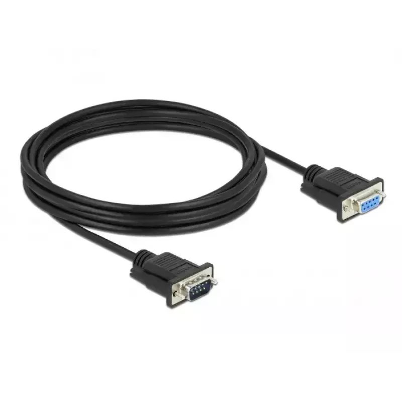 DeLOCK 86619 Cabo de extensão série, DB-9 macho para DB-9 fêmea, 4 m, preto