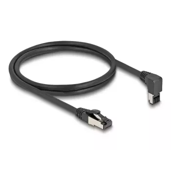 Cabo de rede DeLOCK RJ45 Cat.8.1 angular 90° para baixo / reto 0,5 m preto