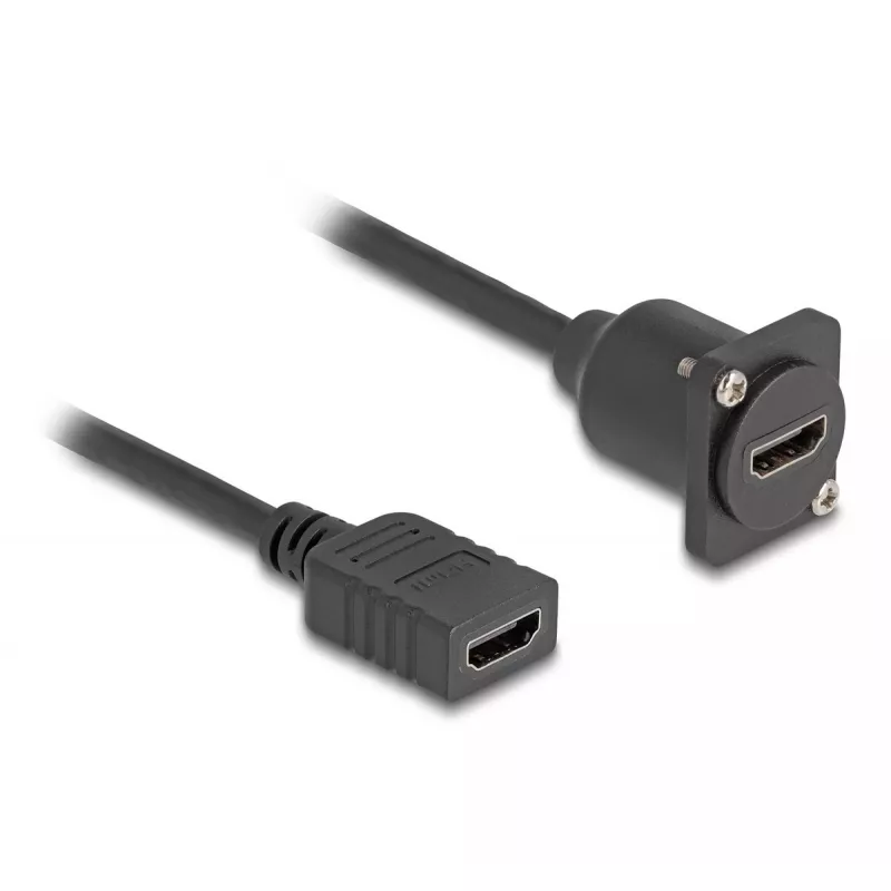 Cabo HDMI D-Type DeLOCK conector fêmea para conector fêmea preto 20 cm