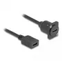 Cabo HDMI D-Type DeLOCK conector fêmea para conector fêmea preto 20 cm