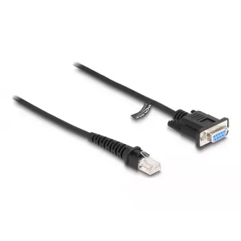 Cabo espiral DeLOCK RJ50 ficha para D-Sub 9 conector fêmea 1,5 m preto