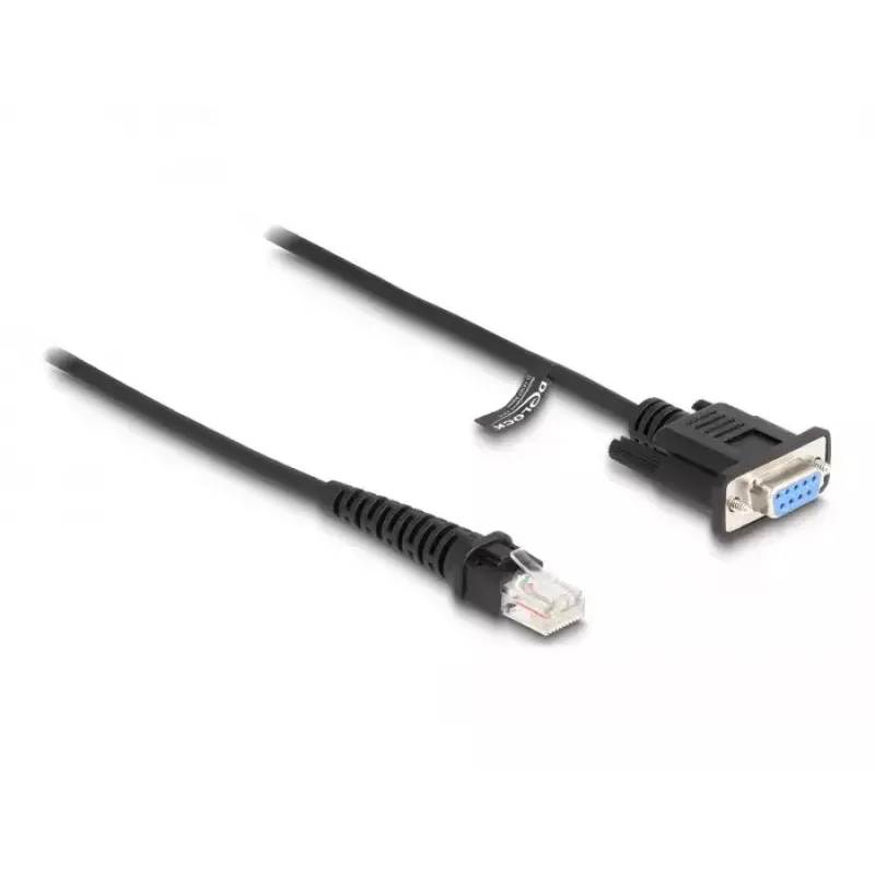 Cabo espiral DeLOCK RJ50 ficha para D-Sub 9 conector fêmea 1,5 m preto