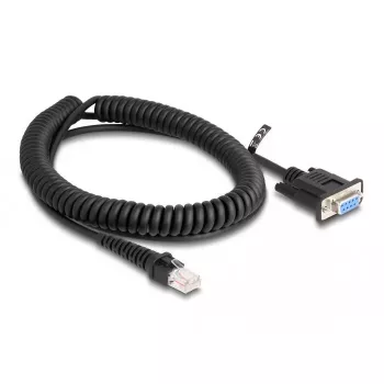 Cabo espiral DeLOCK RJ50 ficha para D-Sub 9 conector fêmea 1,5 m preto