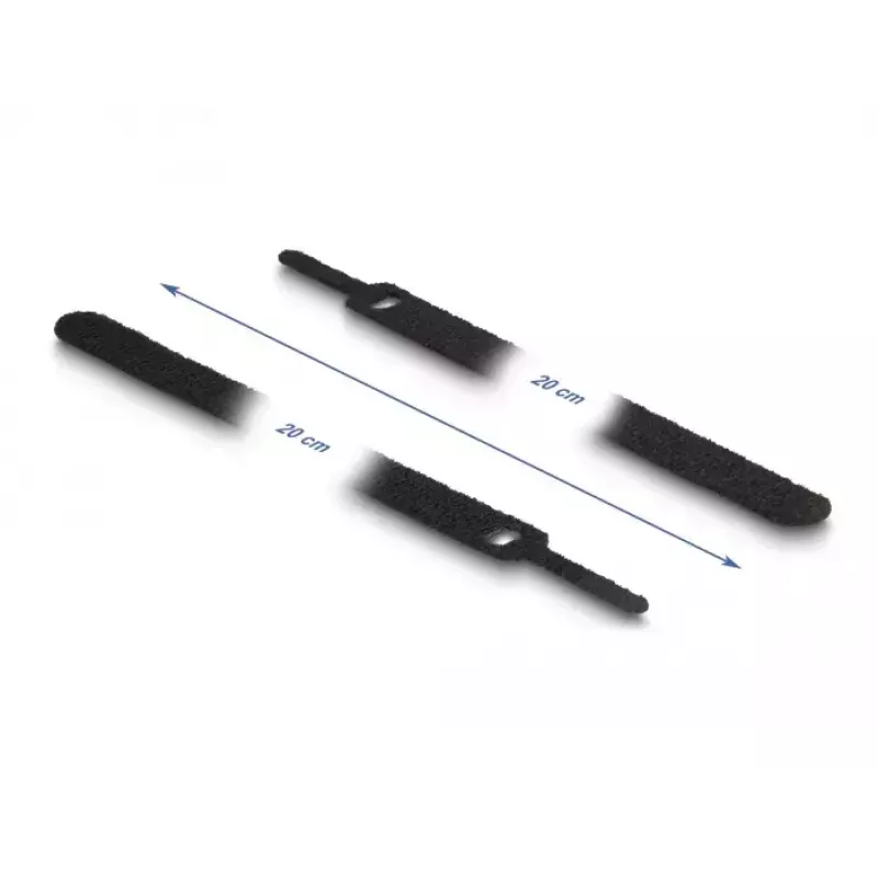 Abraçadeira de velcro para cabos DeLOCK 19011 200x12 mm preto 10 unid.
