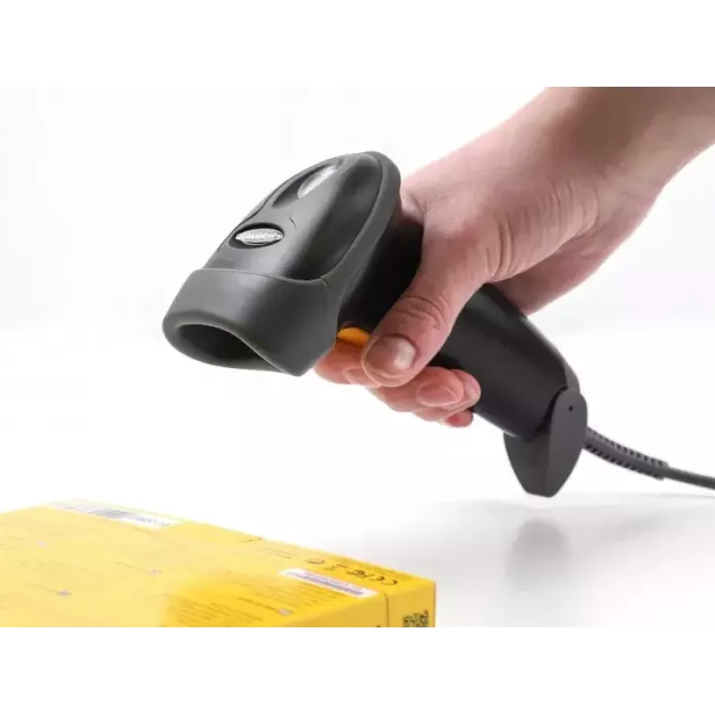 Leitor de códigos de barras USB DeLOCK 1D laser preto portátil com fio cabo 2 m