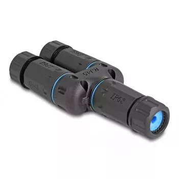 Conector de cabo DeLOCK fêmea RJ45 para 2 x fêmea RJ45 Cat.6A à prova de água