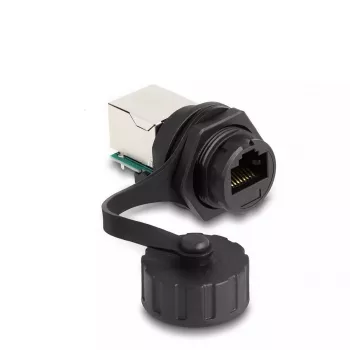 Adaptador de cabo DeLOCK fêmea RJ50 para fêmea RJ50 IP68 à prova de água preto