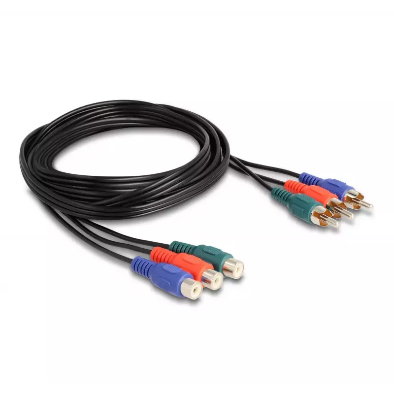 Cabo de extensão RCA RGB DeLOCK 3 x macho para 3 x fêmea 1 m