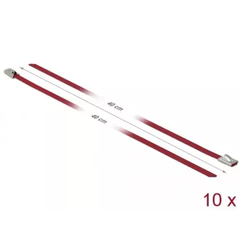 Abraçadeira DeLOCK 18779 aço inoxidável vermelho 400 mm 10 unid.