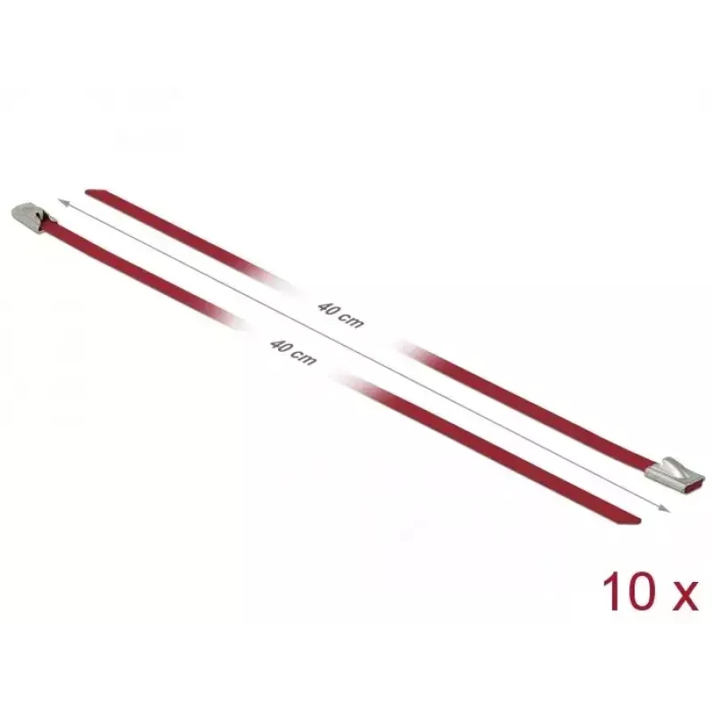 Abraçadeira DeLOCK 18779 aço inoxidável vermelho 400 mm 10 unid.