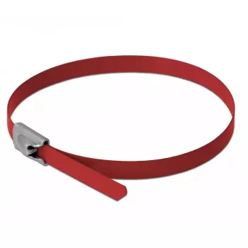 Abraçadeira DeLOCK 18779 aço inoxidável vermelho 400 mm 10 unid.