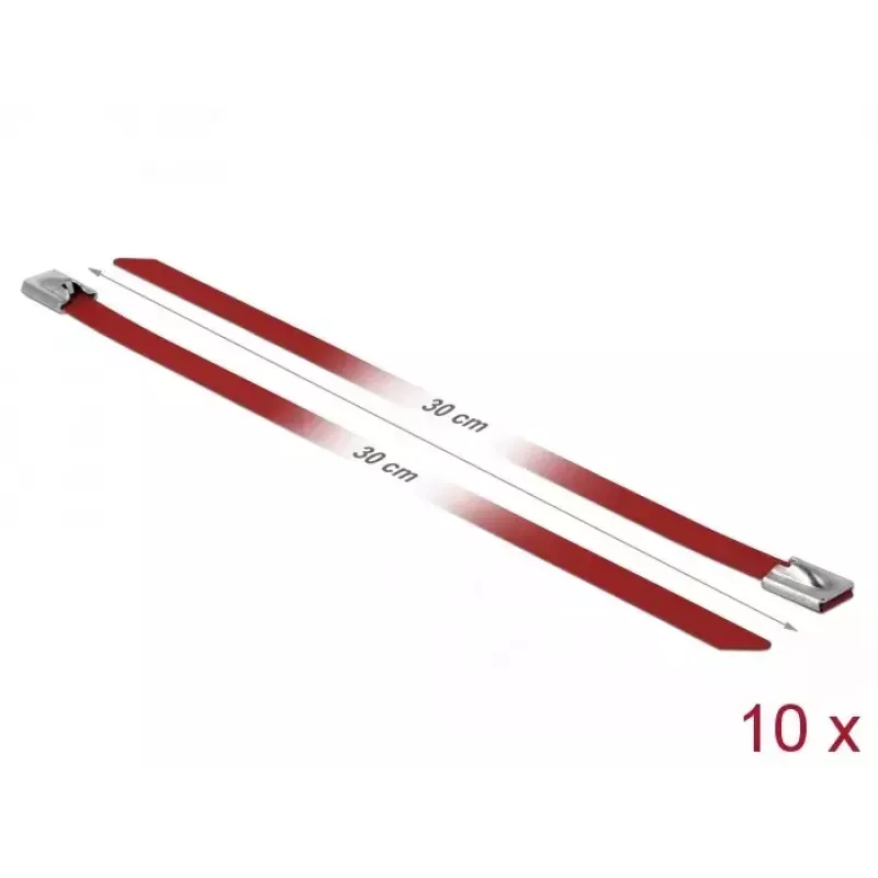 Abraçadeira DeLOCK 18782 aço inoxidável vermelho 300 mm 10 unid.