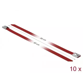 Abraçadeira DeLOCK 18784 aço vermelho 500 mm 10 unid.